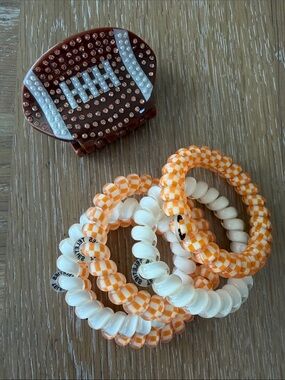 Piper K Rhinestone Football Hair Clip TELETIES Game Day Hair Ties Tennessee VOLS